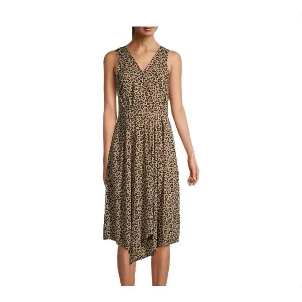Beachlunchlounge leopard print sleeveless midi dress size M NWT